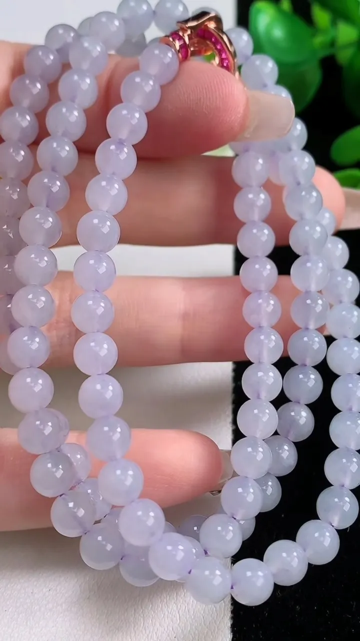 天然A货翡翠紫罗兰圆珠项链，尺寸5.8-100颗，重量:32.02g12月18日
工厂直销收藏佳品,