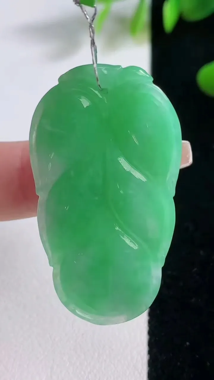 天然A货翡翠金枝玉叶 叶子吊坠，尺寸44-22.5-5.8，重量:11.10g
12月18日