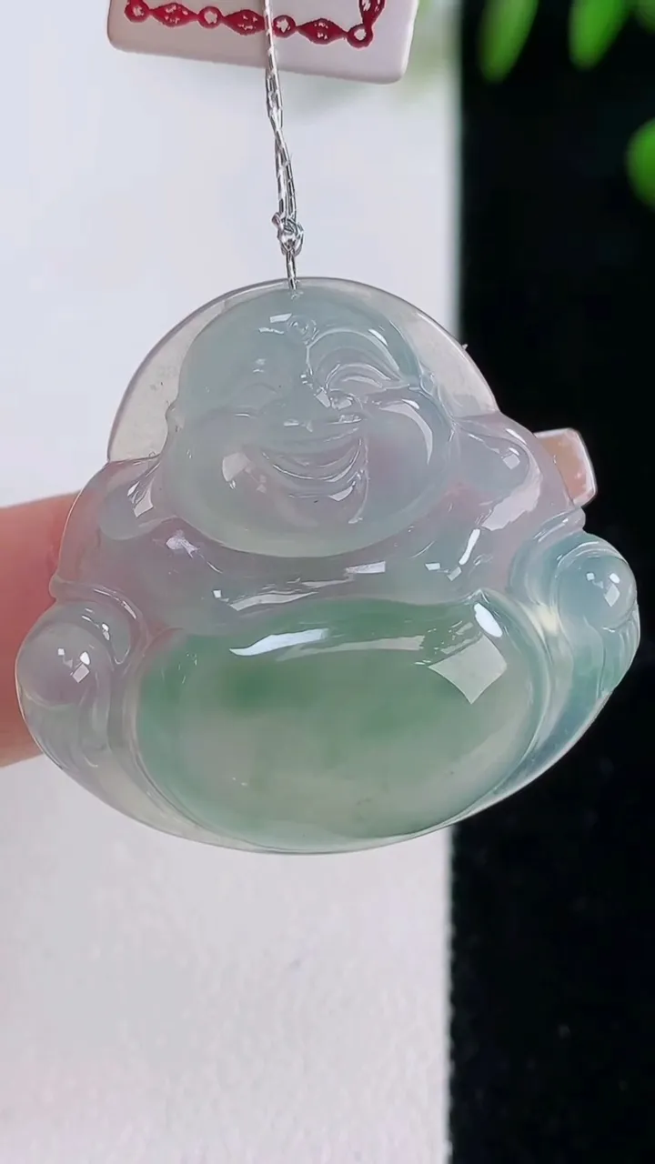 天然A货翡翠种飘花佛公吊坠，尺寸29-31.8-6，重量:8.72g
12月18日