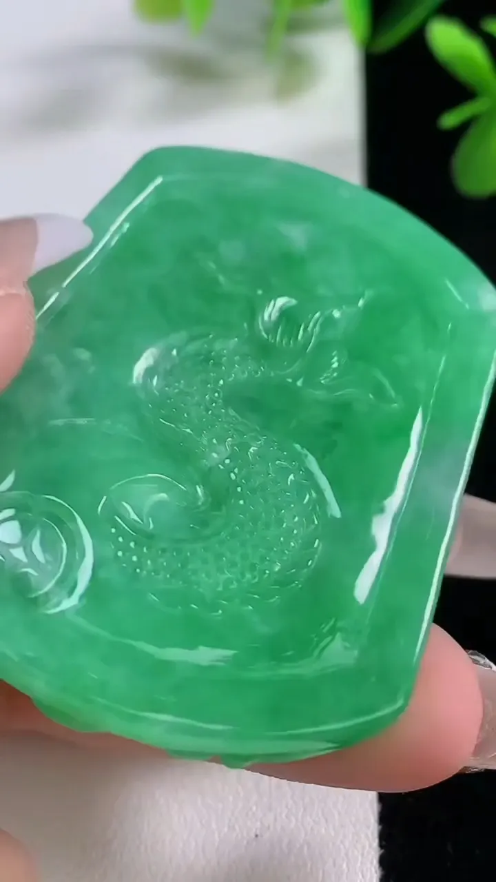 天然A货翡翠龙牌吊坠，尺寸56-43-10，重:48.93g
12月19日