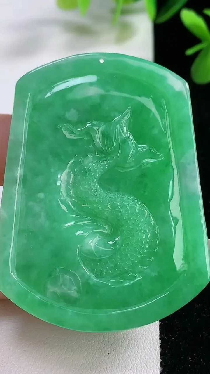 天然A货翡翠龙牌吊坠，尺寸56-43-10，重:48.93g
12月19日