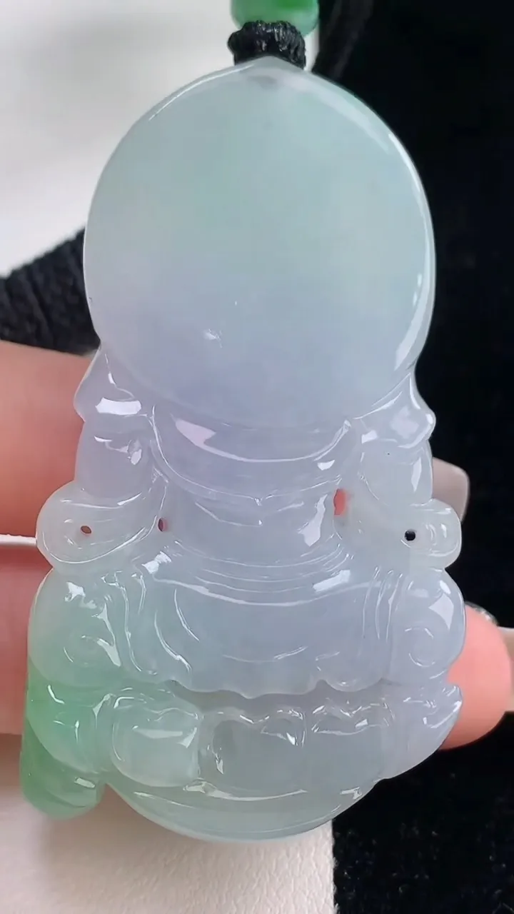 天然A货翡翠春带彩紫罗兰大势至菩萨吊坠，尺寸62.3-35.3-10.4，重量:47.58g
12月20日