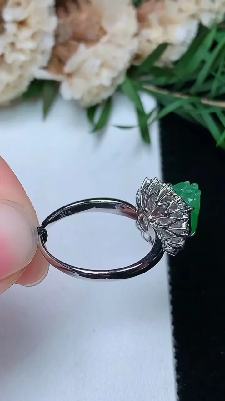 天然A货翡翠貔貅戒指，尺寸16.9-8.2-7.7，重量:3.02g2025年12月20日
工厂直销收藏佳品,种好水足，色泽均匀，有种有色，上手高大气！