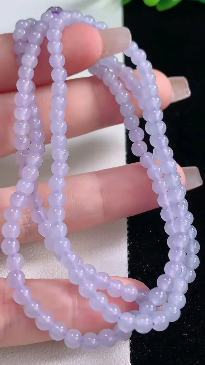 天然A货翡翠紫罗兰小米珠项链，尺寸4-158颗，重量:18.51g12月20日
工厂直销收藏佳品,种
