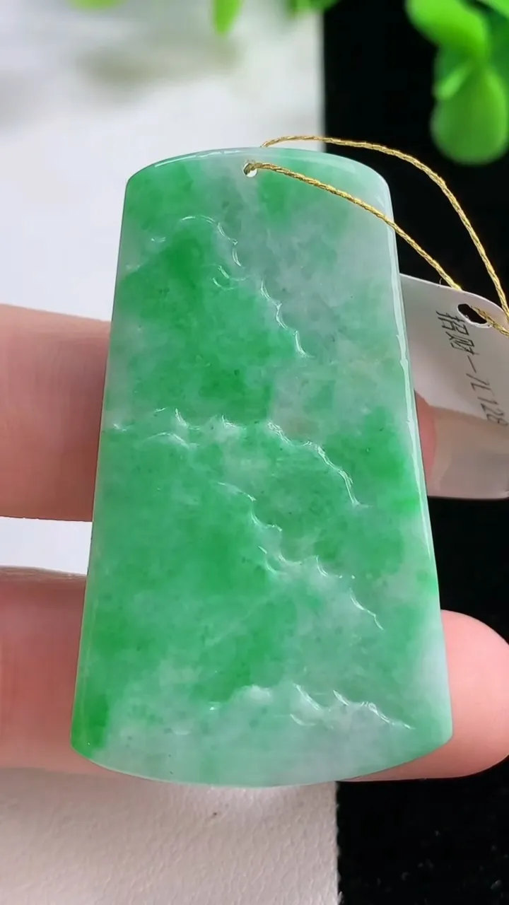 天然A货翡翠山水牌吊坠，尺寸47.7-27.7-6，重量:18.53g
12月20日