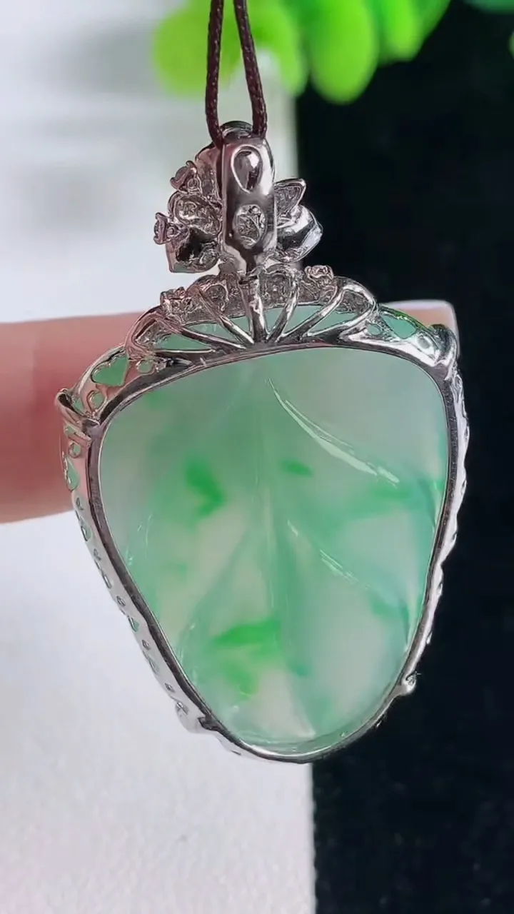 天然A货翡翠金枝玉叶 叶子吊坠，尺寸41.3-31-25-7.9，重量:9.79g
12月20日