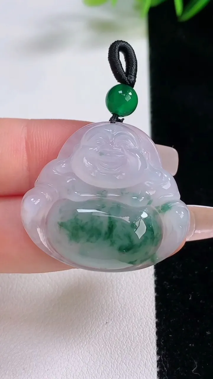 天然A货翡翠冰种飘花佛公吊坠，尺寸29-32.8-6.9，重:9.64g
12月21日