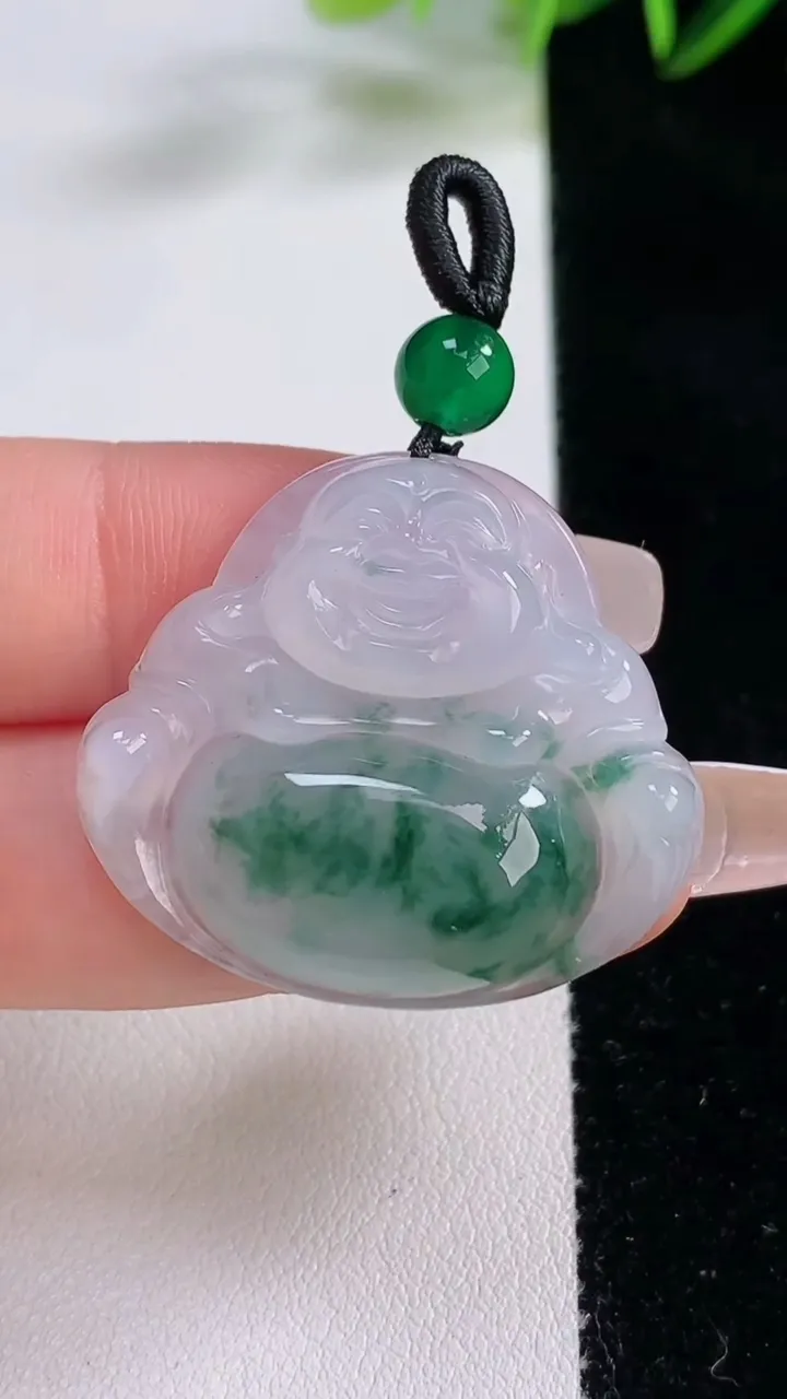 天然A货翡翠冰种飘花佛公吊坠，尺寸29-32.8-6.9，重:9.64g
12月21日