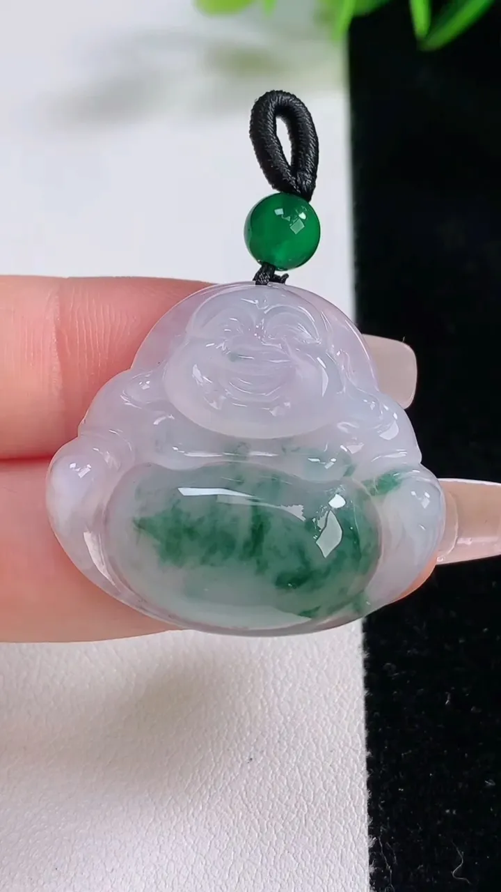 天然A货翡翠冰种飘花佛公吊坠，尺寸29-32.8-6.9，重:9.64g
12月21日