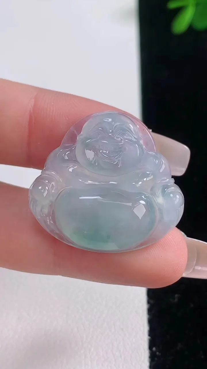 天然A货翡翠冰种飘花佛公吊坠，尺寸25.4-28-5.7，重量:6.00g
12月21日