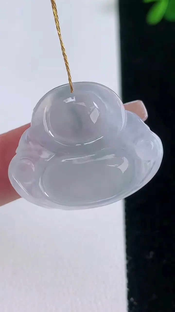 天然A货翡翠冰种飘花佛公吊坠，尺寸22.3-27.4-6，重量:5.18g
12月21日