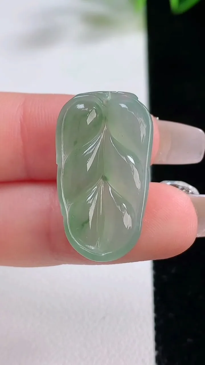 天然A货翡翠金枝玉叶 叶子吊坠，尺寸26.7-14.8-6，重量:3.88g
12月22日