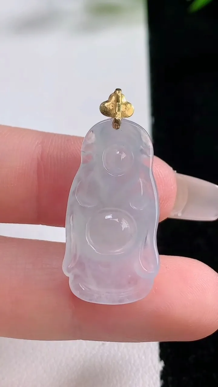 天然A货翡翠种白冰财神爷吊坠，尺寸28.3-14.2-5，重量:3.43g
12月24日
