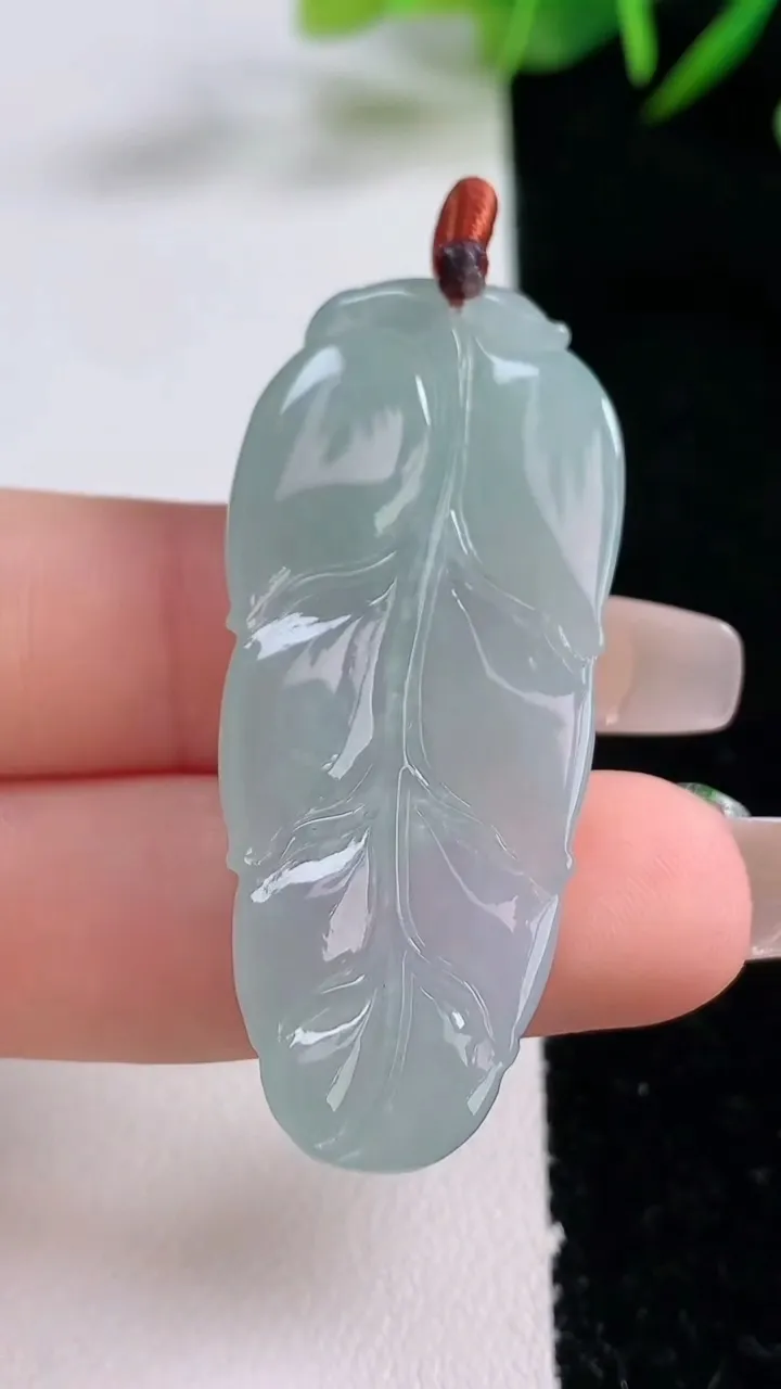 天然A货翡翠金枝玉叶 叶子吊坠，尺寸45.7-19.6-5，重量:8.89g
12月24日
