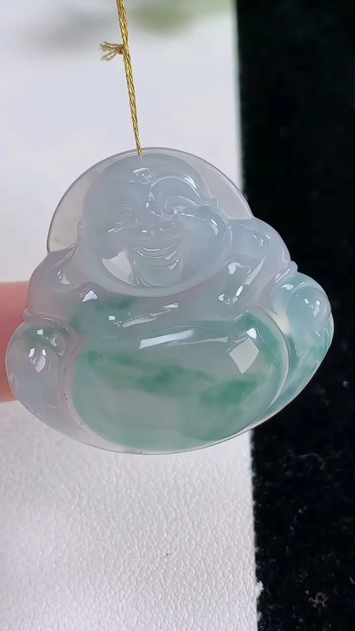 天然A货翡翠种飘花佛公吊坠，尺寸33-35.3-7.2，重量:12.70g
12月25日