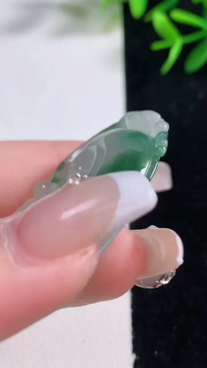 天然A货翡翠冰种飘花如意吊坠，尺寸47.2-29-4.6，重量:11.68g
12月27日