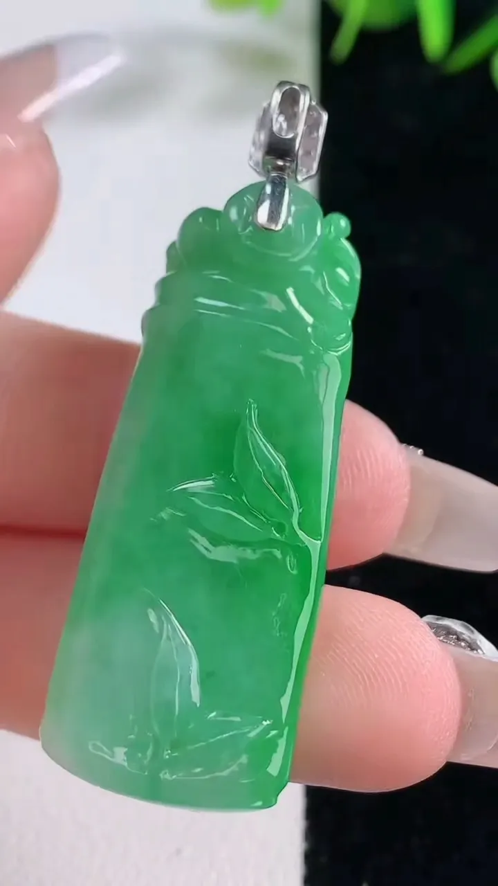 天然A货翡翠节节高升 竹节吊坠，尺寸42-16-7.8，重量:12.89g
12月28日