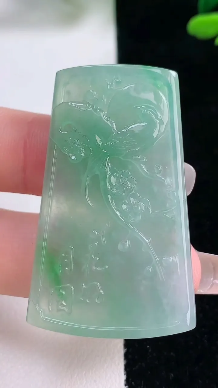 天然A货翡翠鸟语花香吊坠，尺寸46.5-28.4-4，重量:13.16g
12月29日