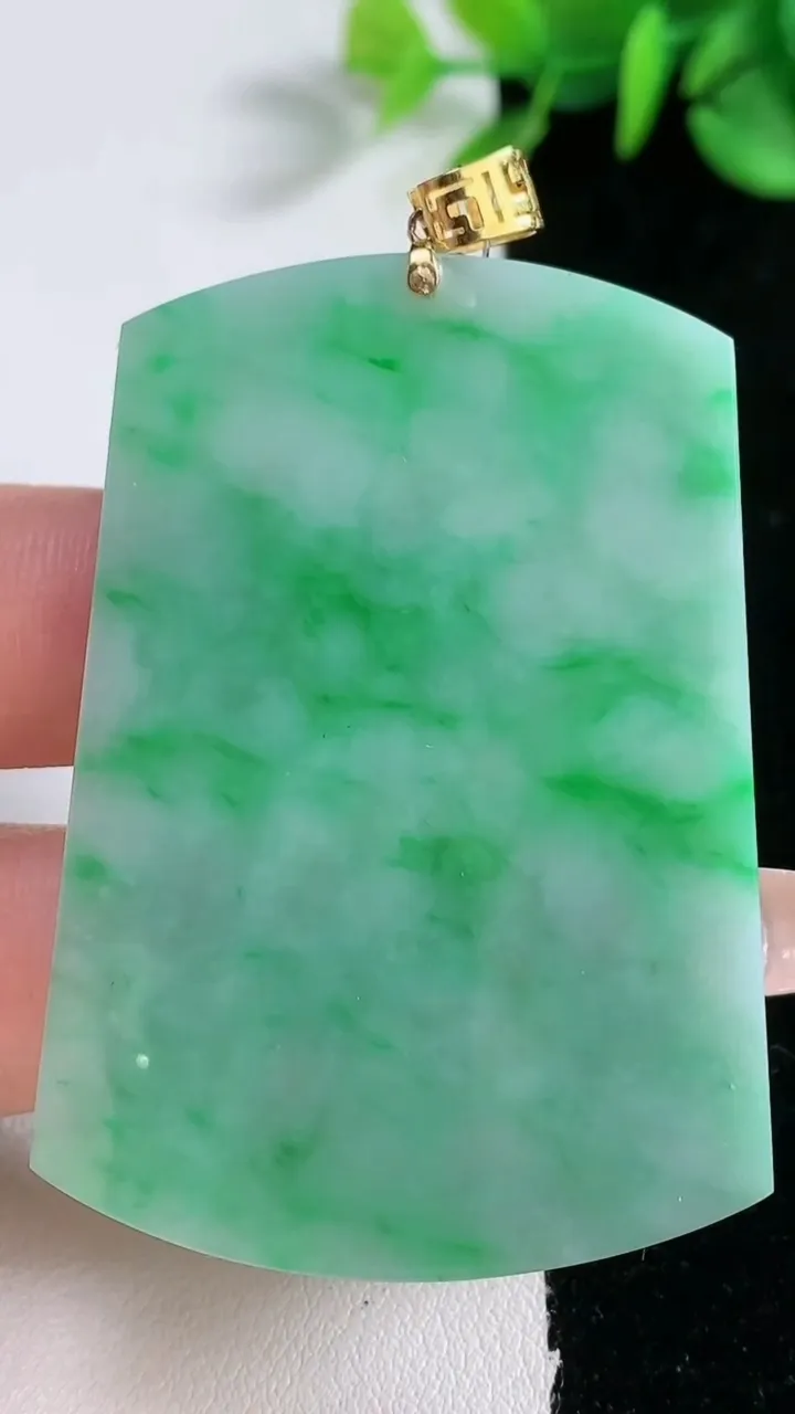天然A货翡翠无事牌吊坠，尺寸53.3-27.5-5.6，重量:16.76g
12月30日