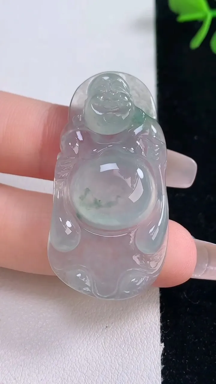 天然A货翡翠冰种飘花布袋佛吊坠，尺寸43.4-22-5.9，重量:9.09g
12月30日