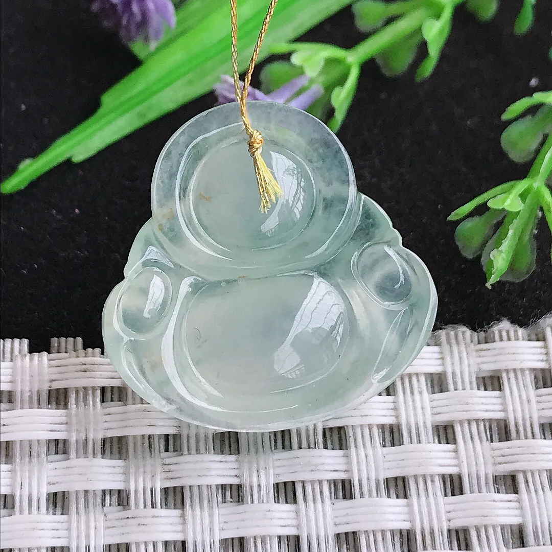 天然a货翡翠24/24.7/7老坑果冻胶冰种佛公吊坠翡翠玉佛挂件