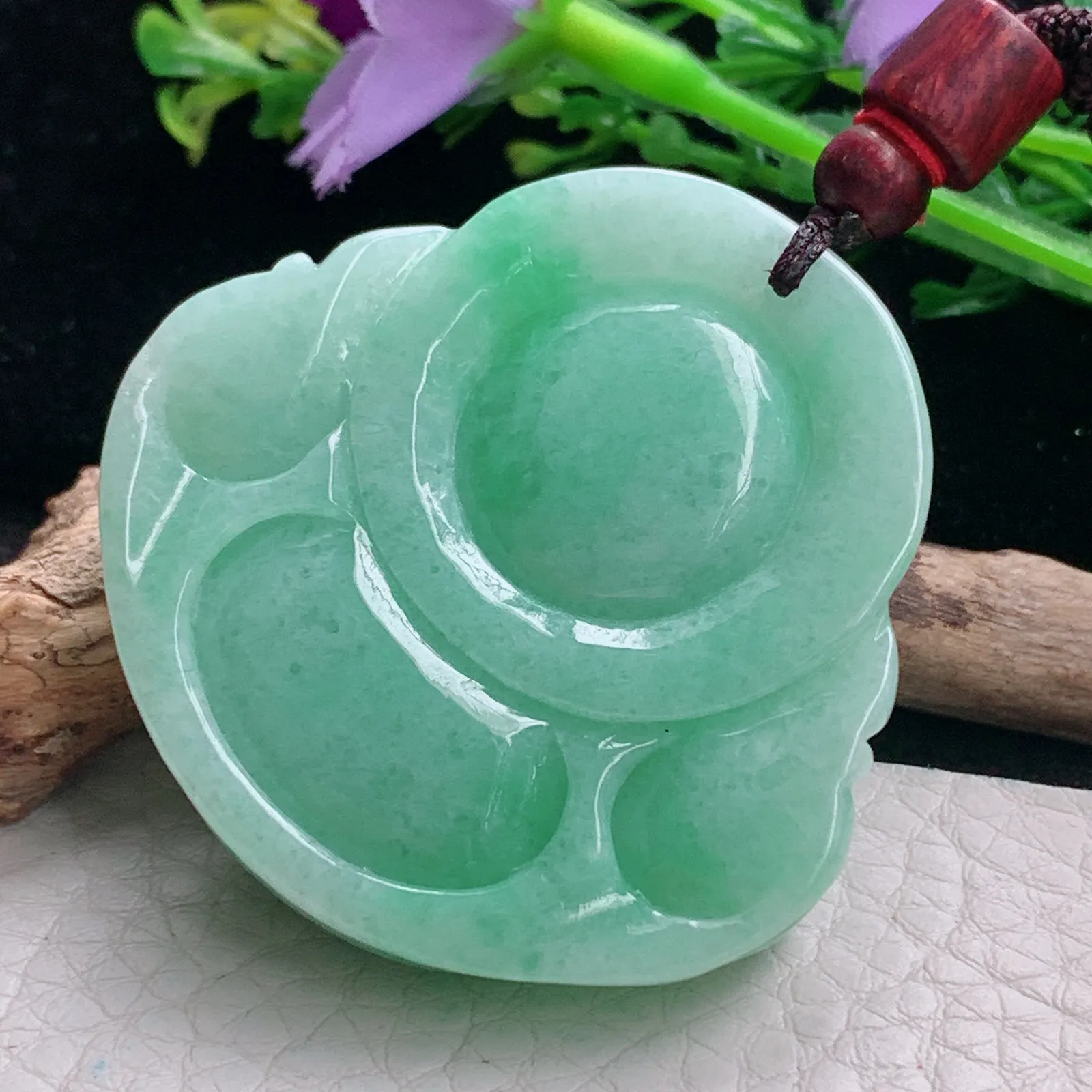 zen自然光45*46.3*13.2天然缅甸翡翠满绿大佛公 弥勒佛玉吊坠 毛衣坠