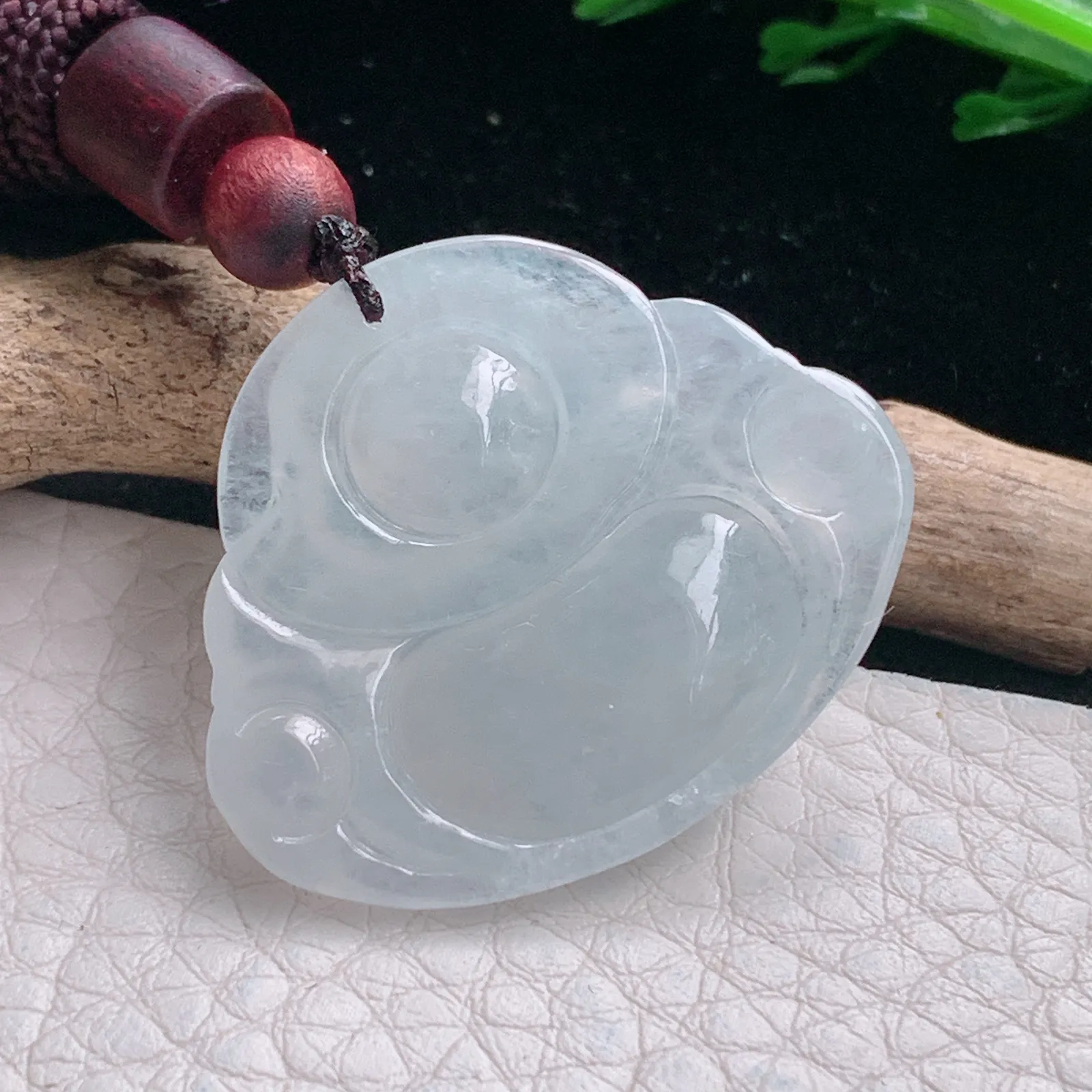 zen自然光27.5*33*6.2天然缅甸翡翠冰润纯美佛公 开心佛玉吊坠 玉挂件