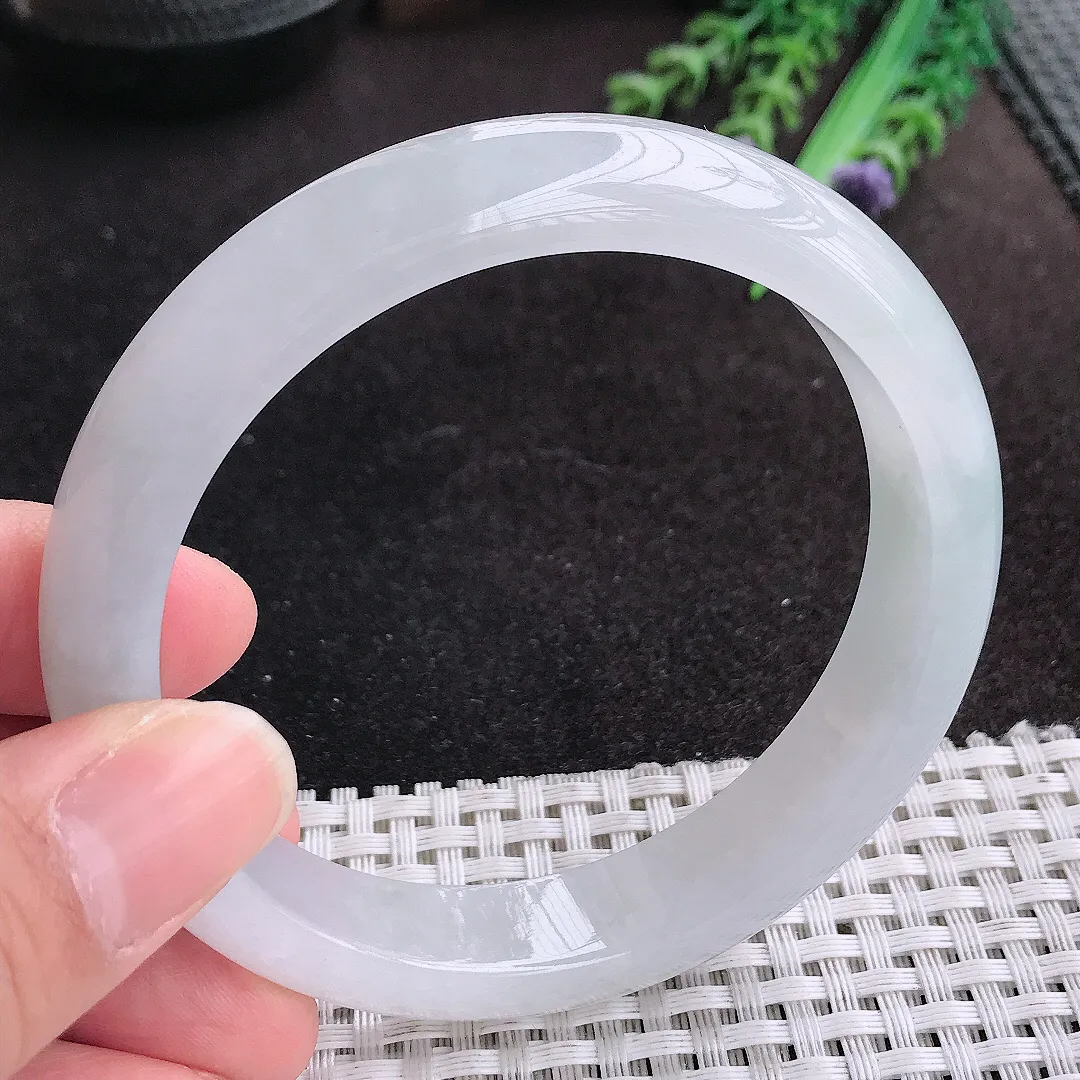 天然A货翡翠61/12.8/8.3老坑冰纯果冻胶手镯宽边玉手镯