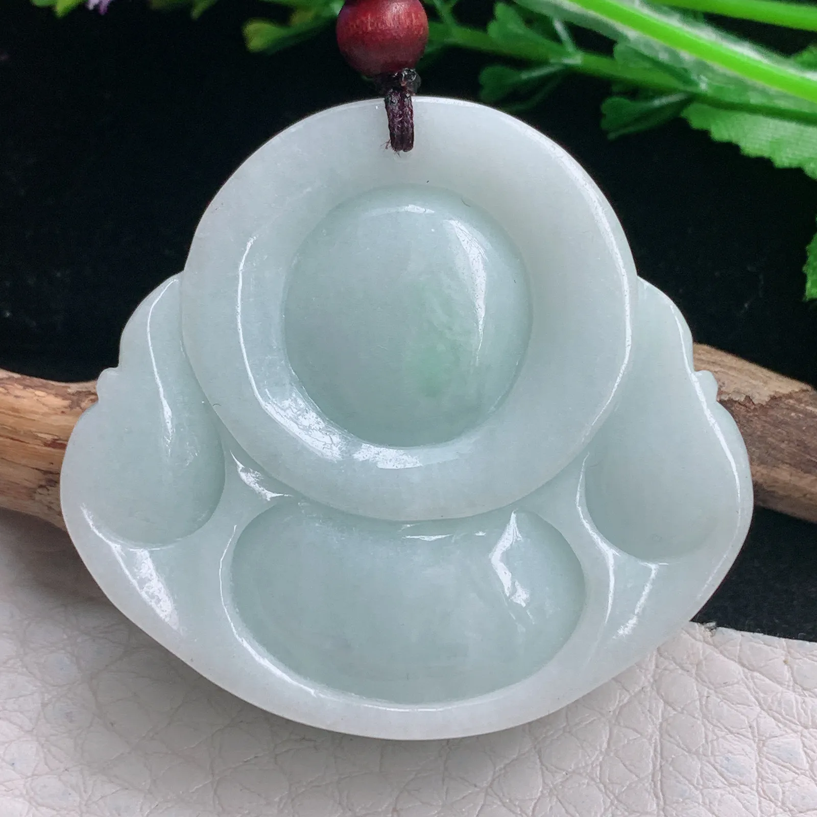 zen自然光42*46*12.6天然缅甸翡翠飘阳绿大佛公 开心佛玉吊坠 玉挂件