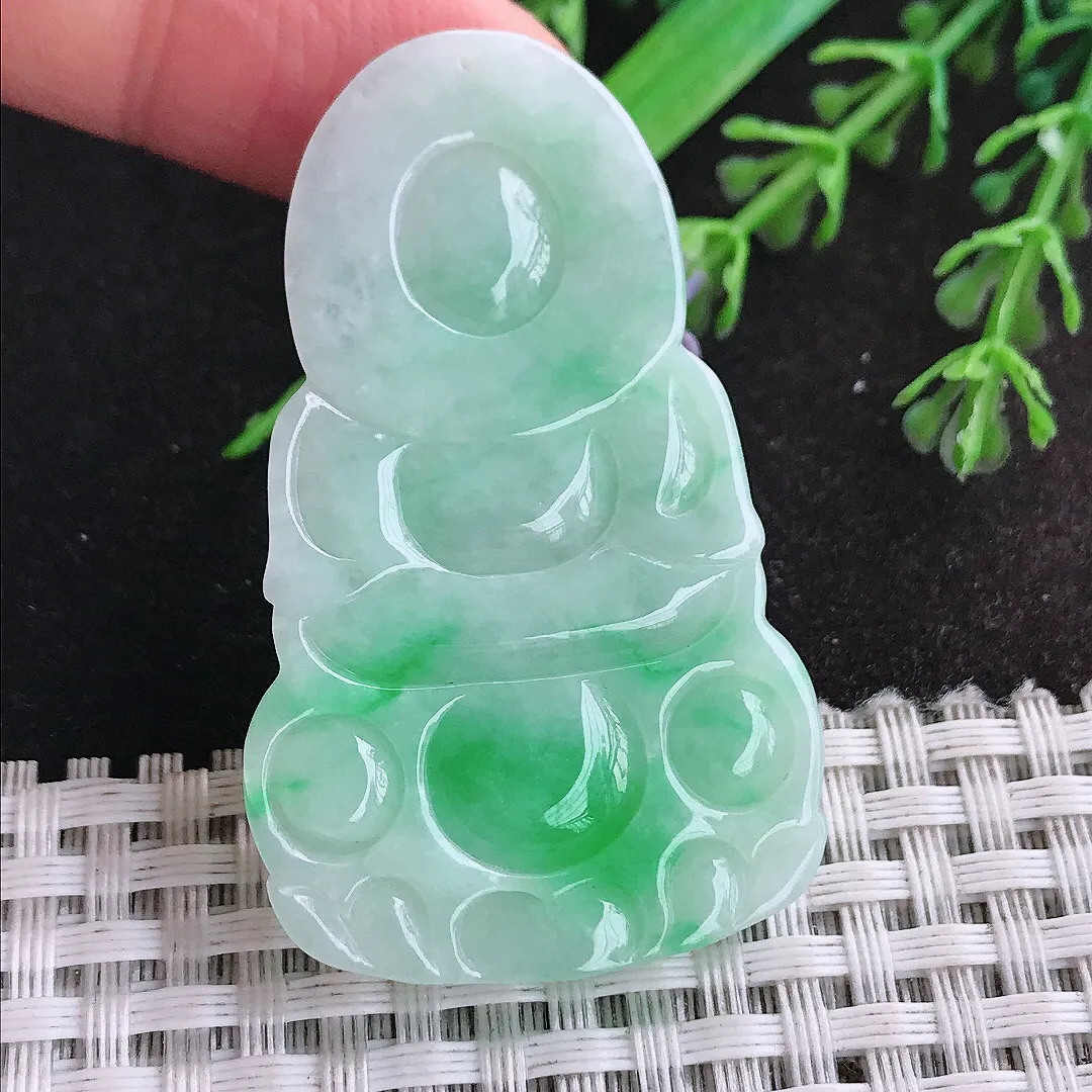天然a货翡翠51/31.3/5.5老坑温润飘阳绿正装观音吊坠翡翠玉挂件