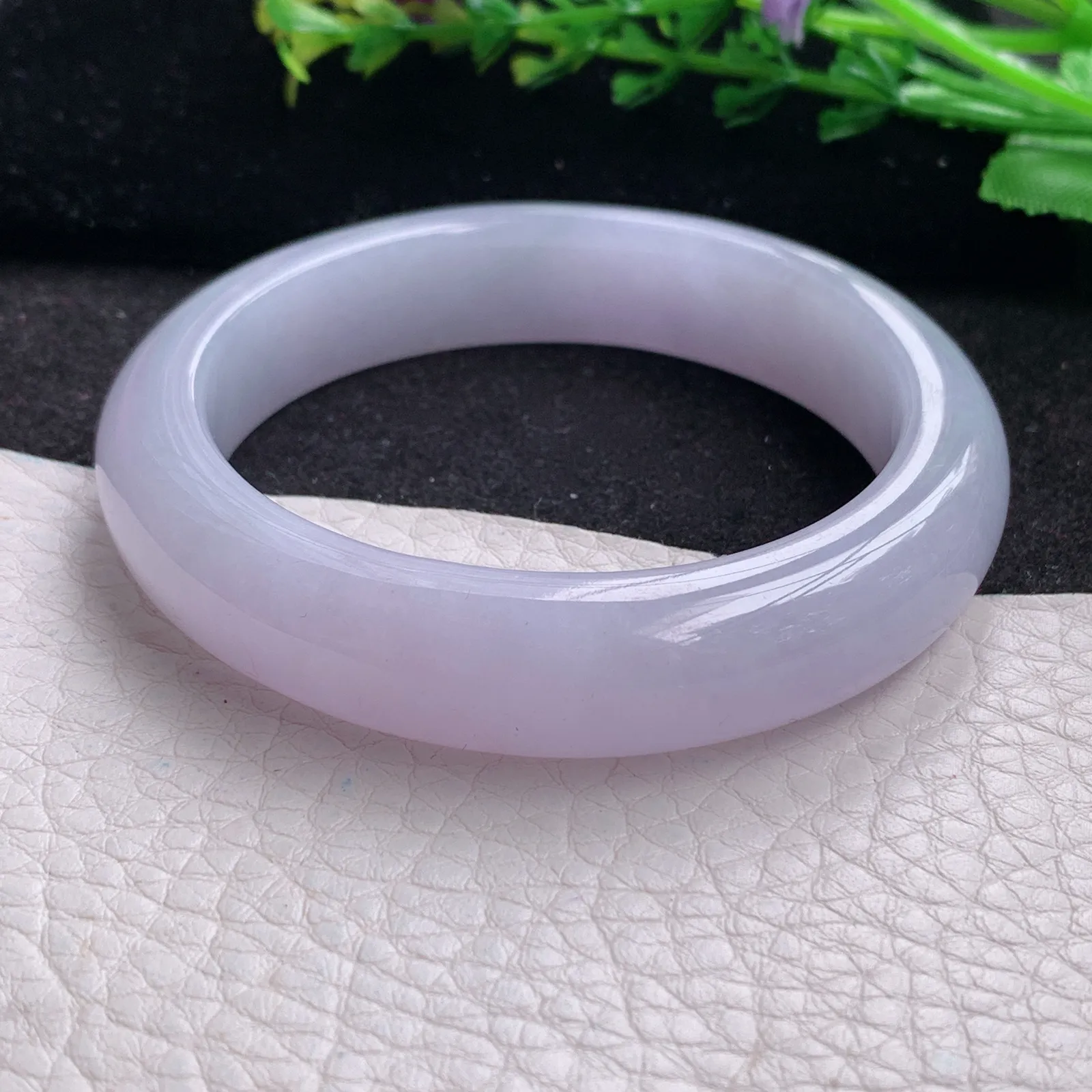 js自然光53.8*12.6*8.8平安镯 缅甸翡翠a货玉手镯紫罗兰高雅宽边玉手环