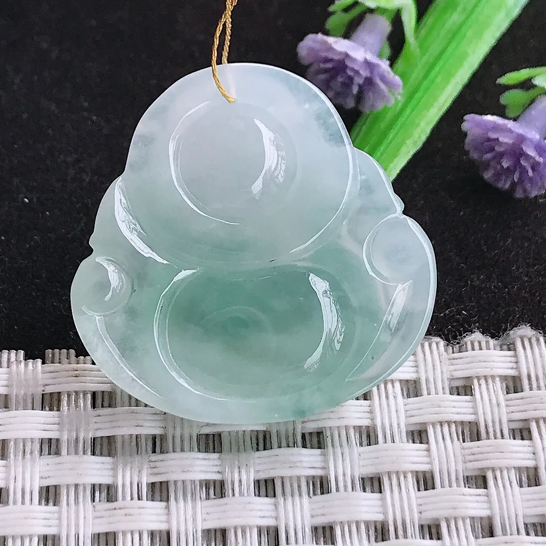 天然a货翡翠28.3/28.5/7.2老坑冰胶果冻冰飘花佛公吊坠翡翠玉挂件