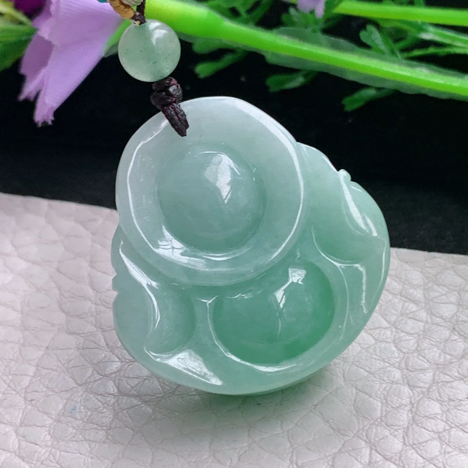 zen自然光31.8*30.2*11.8天然缅甸翡翠辣绿佛公 弥勒佛玉吊坠 玉挂件