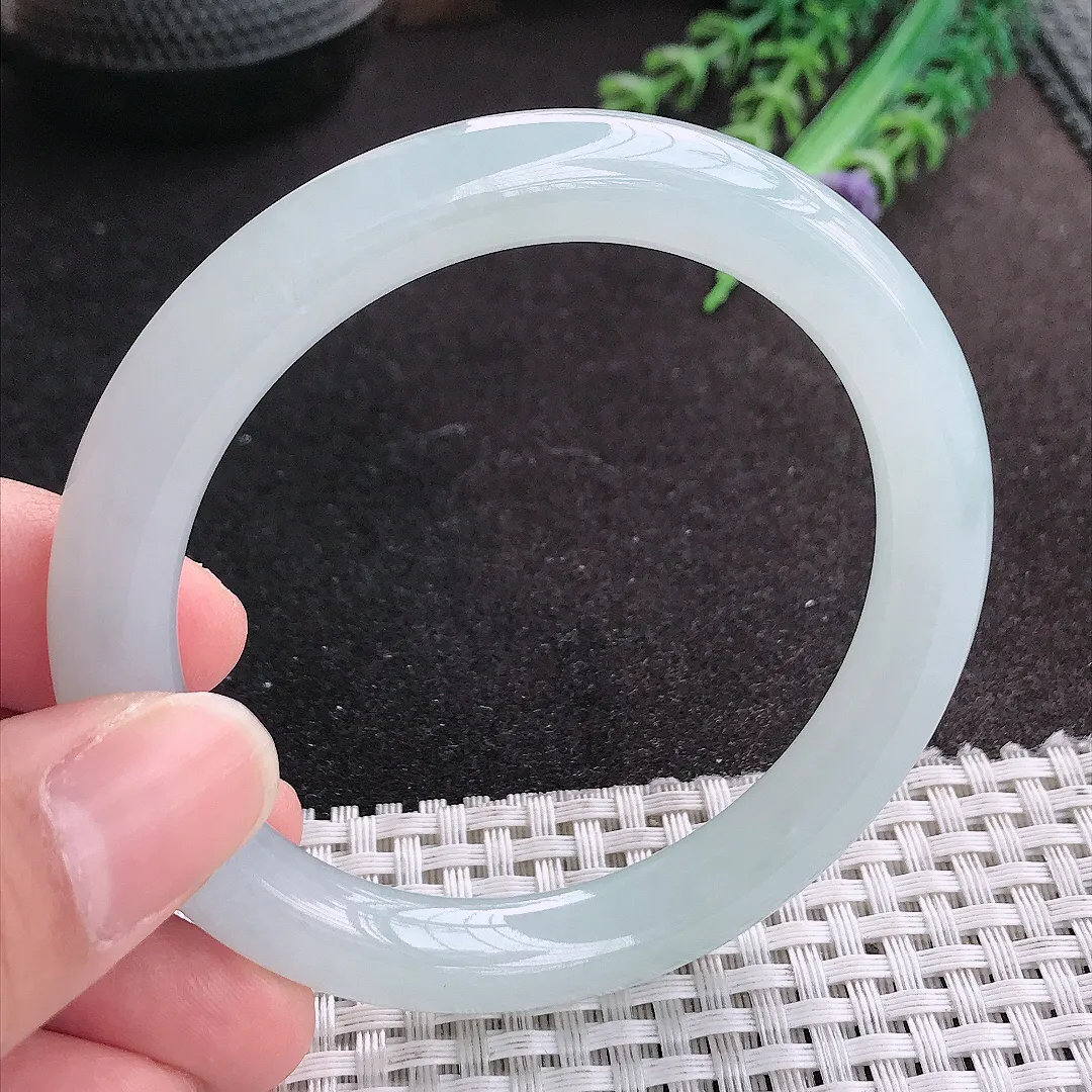 天然A货翡翠56/9/9.3老坑冰纯果冻胶冰晴圆条手镯玉手镯