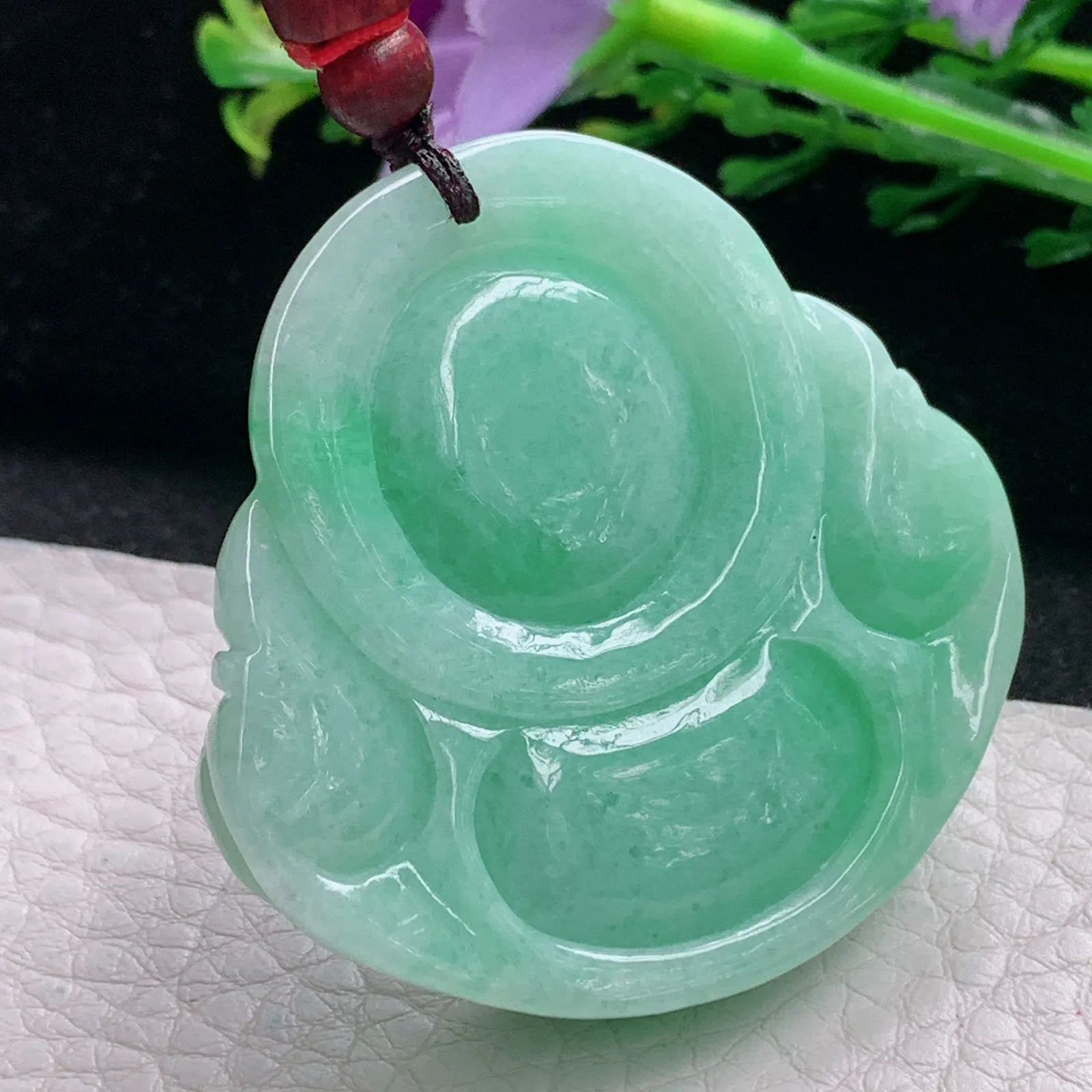 zen自然光45*46.3*13.2天然缅甸翡翠满绿大佛公 弥勒佛玉吊坠 毛衣坠