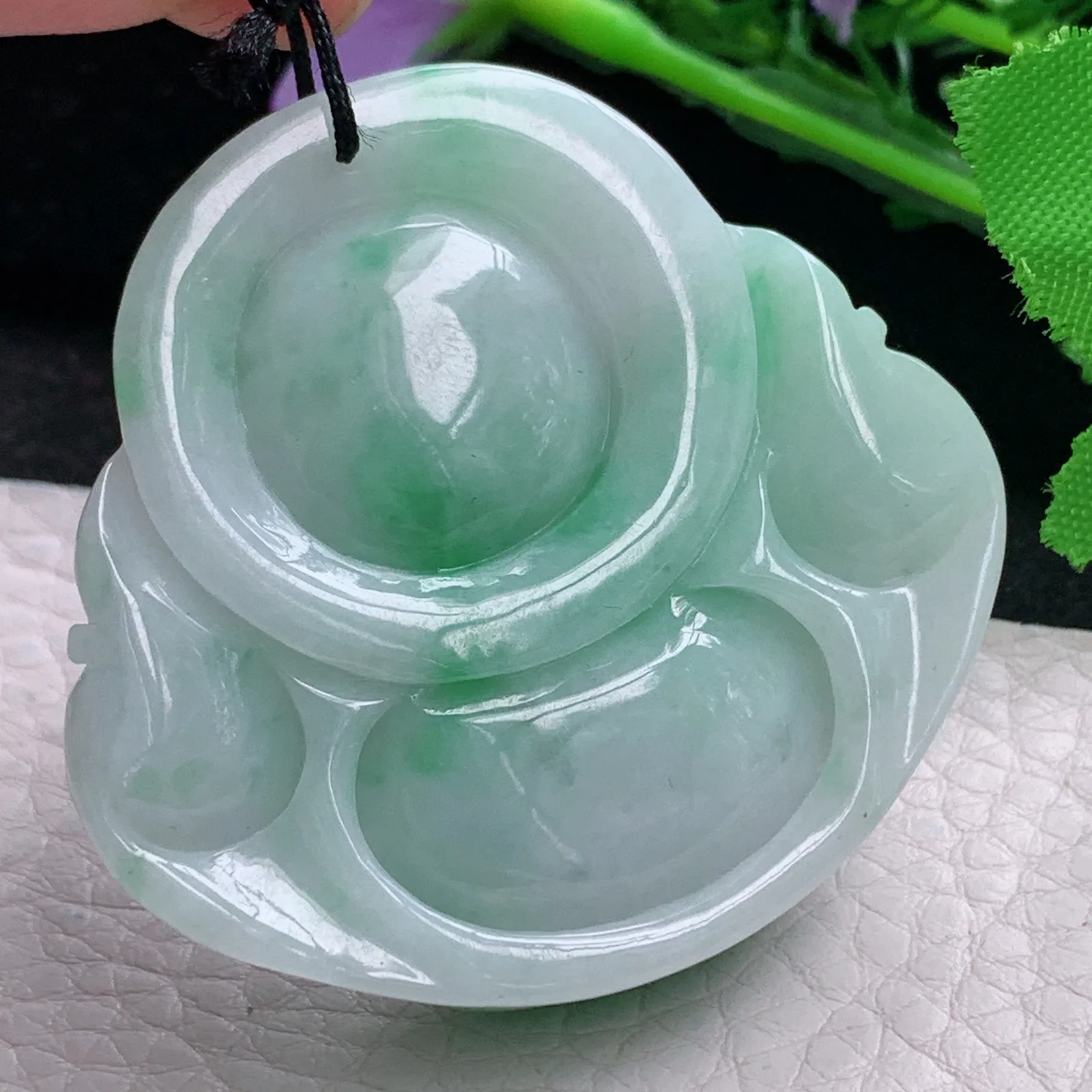 zen自然光47.5*49*13.9天然缅甸翡翠飘阳绿大佛公 弥勒佛玉吊坠 玉挂件