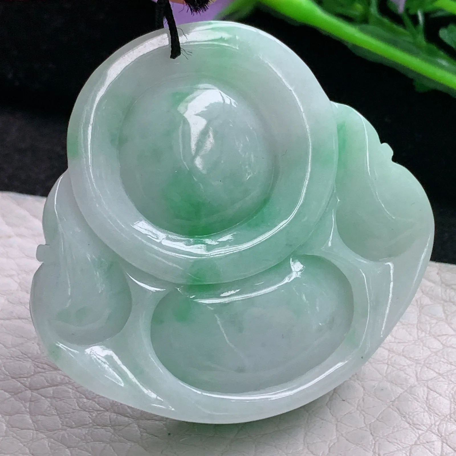 zen自然光47.5*49*13.9天然缅甸翡翠飘阳绿大佛公 弥勒佛玉吊坠 玉挂件