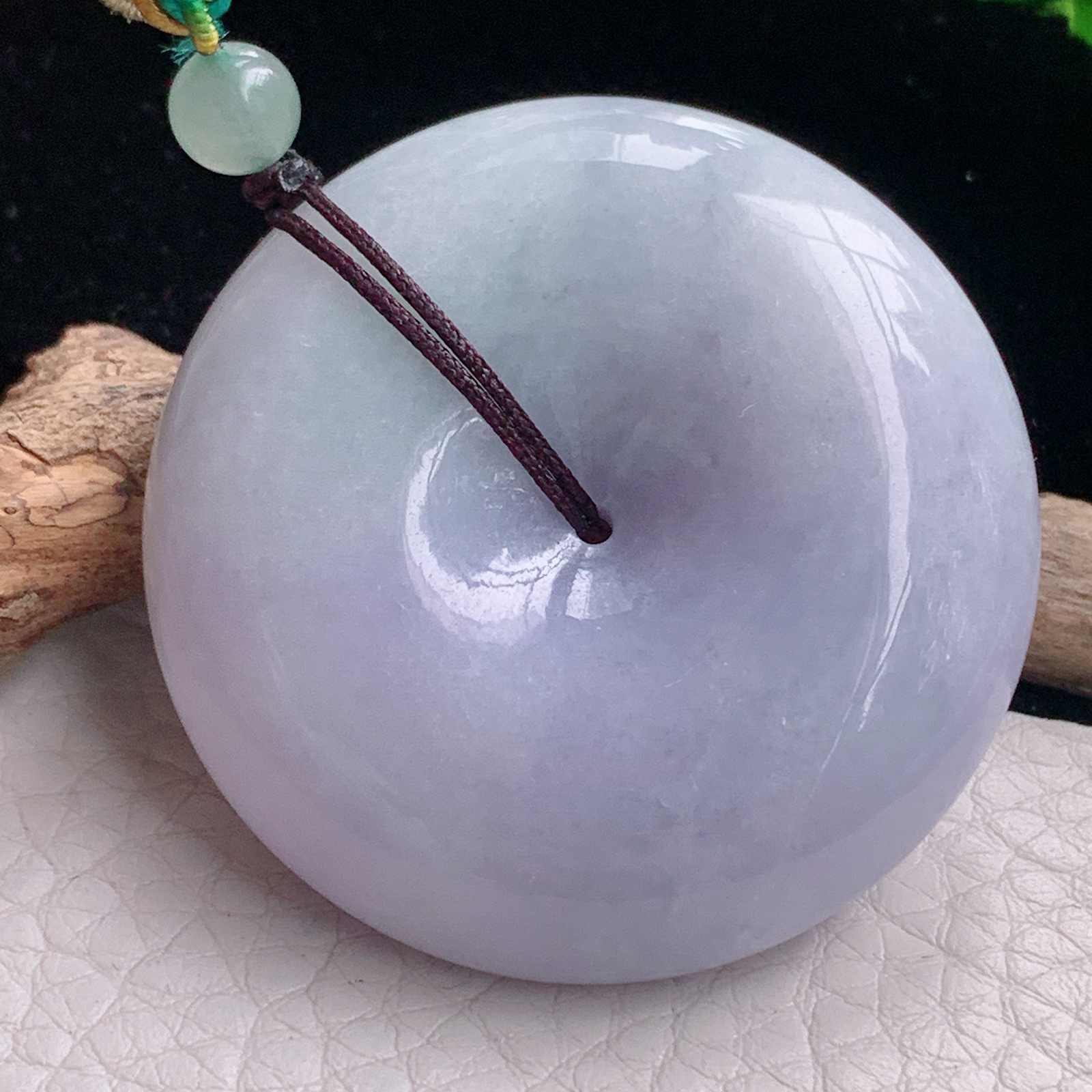 zen自然光44.7*12.3天然缅甸翡翠紫罗兰饱满平安扣 玉扣玉吊坠 玉挂件