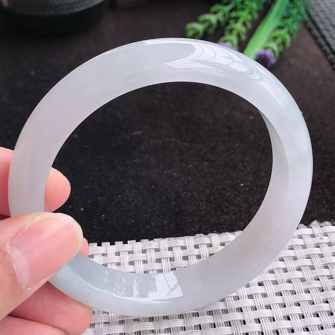 天然A货翡翠61/12.8/8.3老坑冰纯果冻胶手镯宽边玉手镯