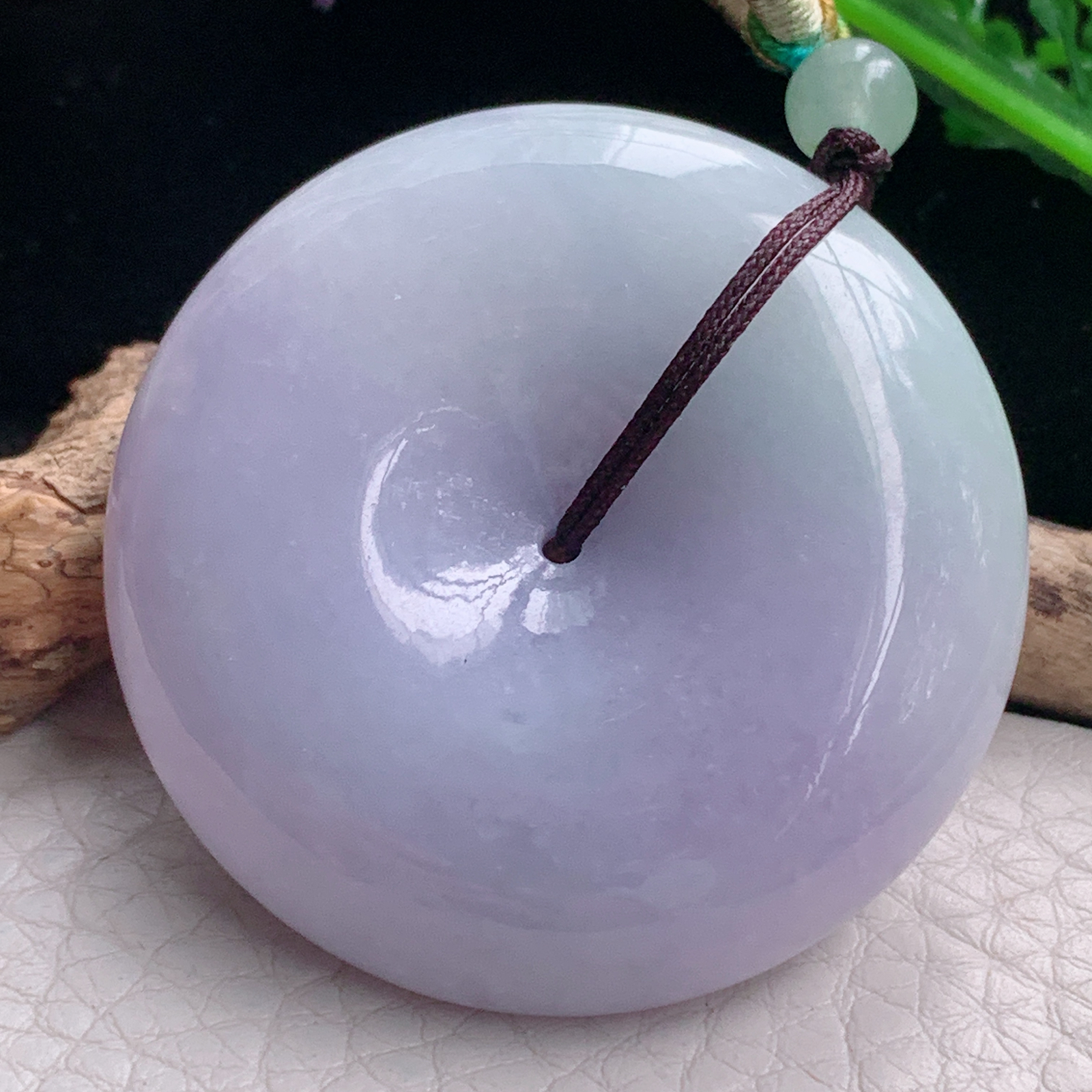 zen自然光44.7*12.3天然缅甸翡翠紫罗兰饱满平安扣 玉扣玉吊坠 玉挂件