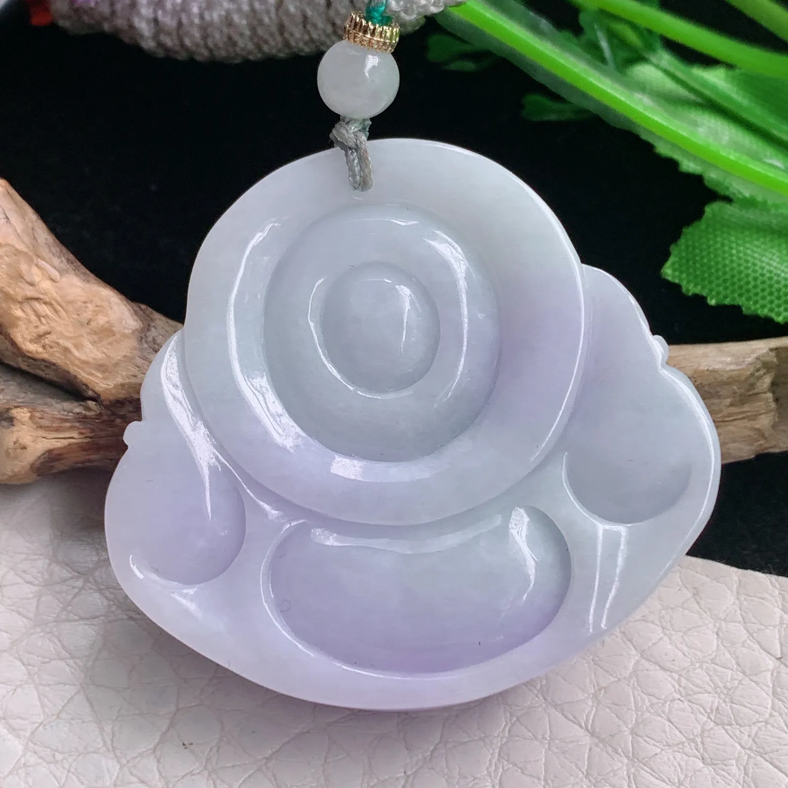 zen自然光40.3*43.5*12天然缅甸翡翠紫罗兰饱满佛公 开心佛玉吊坠 玉挂件