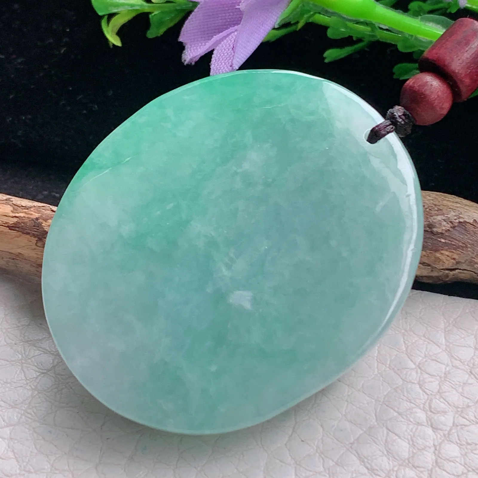 zen自然光50*42*10.2天然缅甸翡翠满绿龙牌 龙行天下玉吊坠 玉挂件