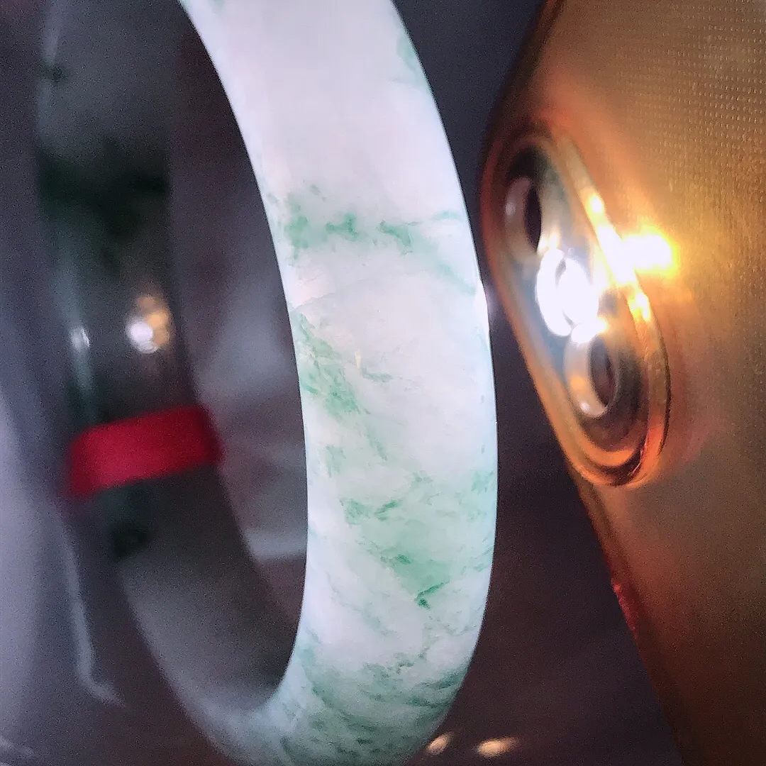 天然A货翡翠56/11.8/8老坑冰胶水灵飘蓝花手镯宽边玉手镯