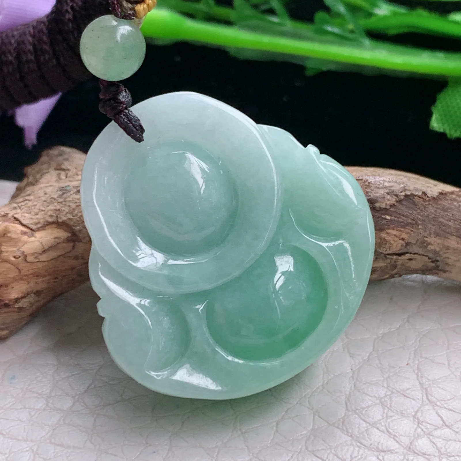 zen自然光31.8*30.2*11.8天然缅甸翡翠辣绿佛公 弥勒佛玉吊坠 玉挂件