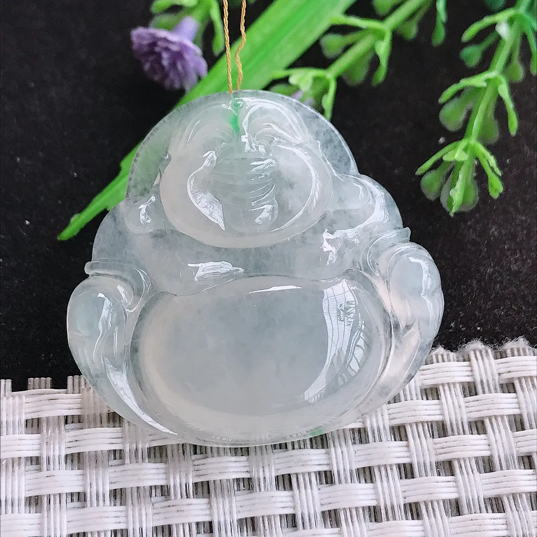 天然a货翡翠36.6/38.8/7.6老坑冰种冰透大佛公吊坠翡翠玉佛挂件