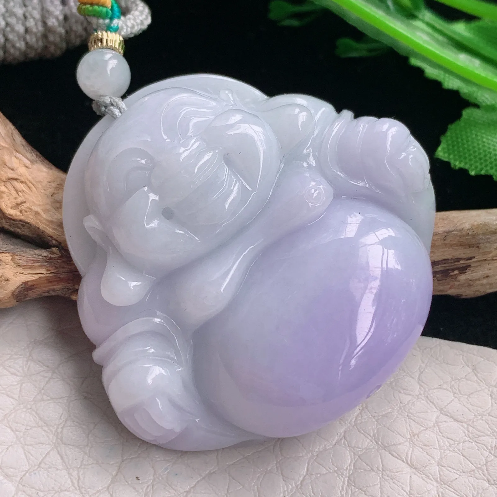 zen自然光40.3*43.5*12天然缅甸翡翠紫罗兰饱满佛公 开心佛玉吊坠 玉挂件
