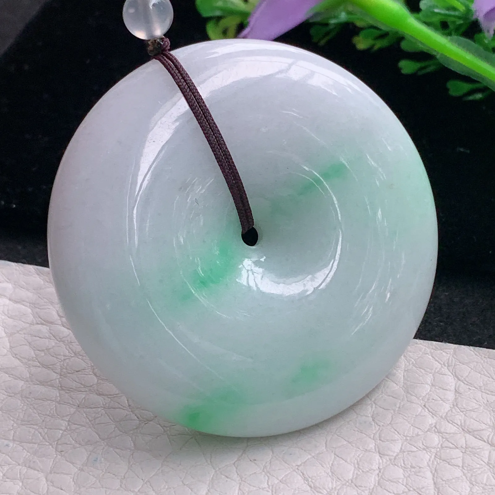 zen自然光51*11.2天然缅甸翡翠飘阳绿大平安扣 玉扣玉吊坠 玉挂件