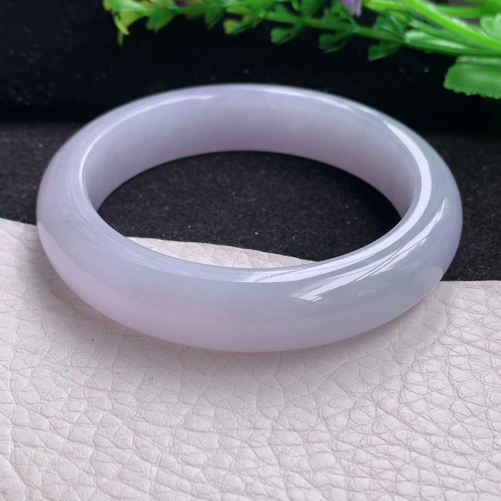 js自然光53.8*12.6*8.8平安镯 缅甸翡翠a货玉手镯紫罗兰高雅宽边玉手环