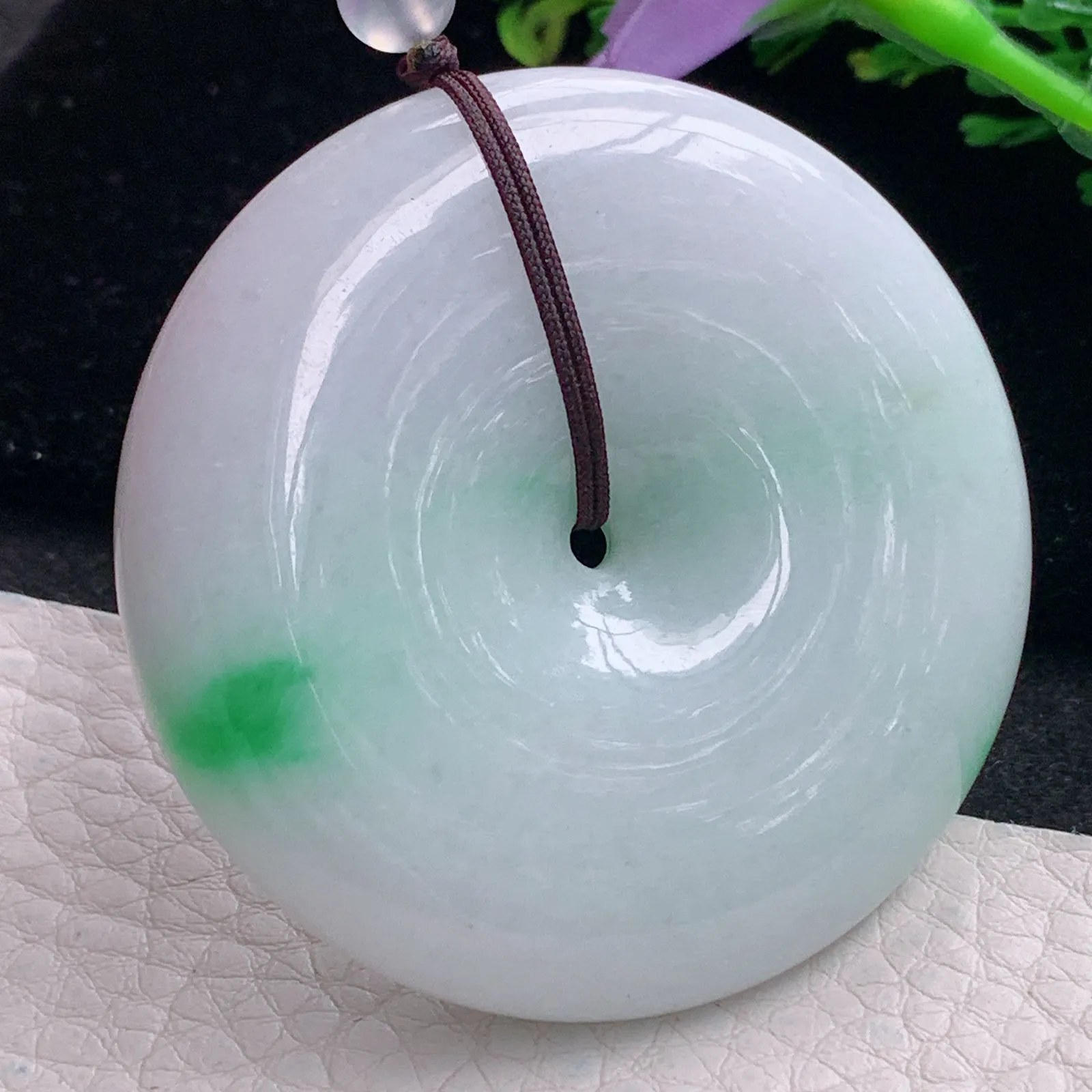 zen自然光51*11.2天然缅甸翡翠飘阳绿大平安扣 玉扣玉吊坠 玉挂件