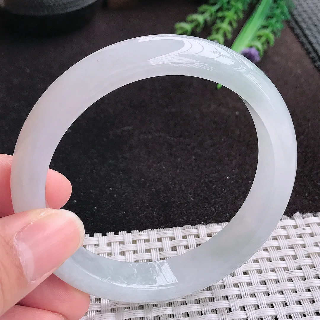 天然A货翡翠61/12.8/8.3老坑冰纯果冻胶手镯宽边玉手镯